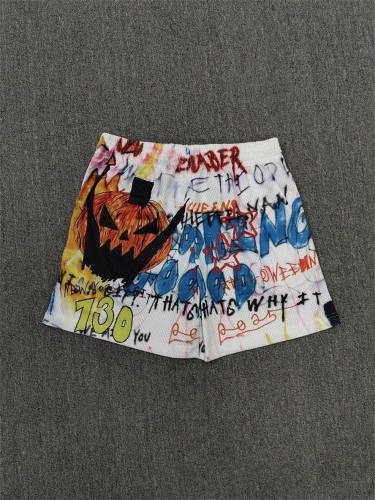 1:1 Top Qualtiy Eric Emanuel Halloween Pumpkin Graffiti EE Logo Mesh Shorts