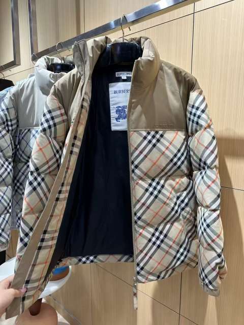 1:1 quality version Plaid Paneled Stand Collar Casual Zip-Up Down Jacket 3 colors 29481423