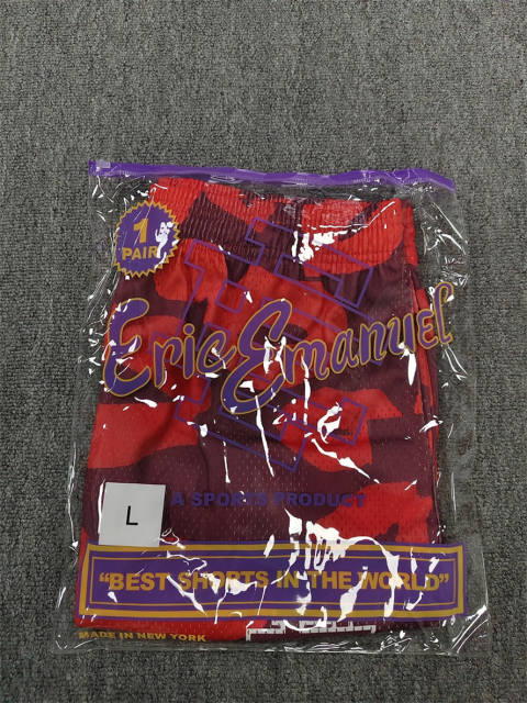 1:1 Top Qualtiy Eric Emanuel Red Lips Camo EE Logo Mesh Shorts