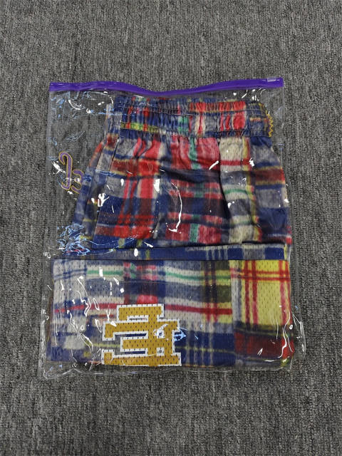 1:1 Top Qualtiy Eric Emanuel Colorful Plaid Madras EE Logo Mesh Shorts