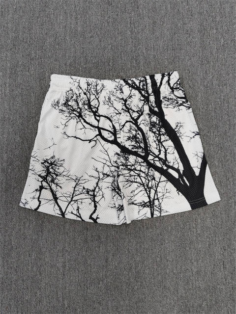 1:1 Top Qualtiy Eric Emanuel White Tree Branch Allover Print EE Logo Mesh Shorts