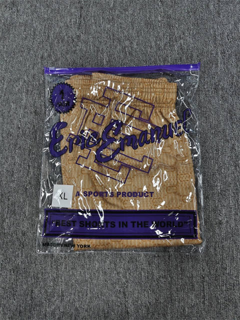 1:1 Top Qualtiy Eric Emanuel Khaki Monogram EE Logo Mesh Shorts
