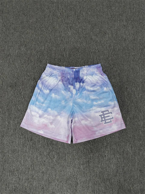 1:1 Top Qualtiy Eric Emanuel Purple Blue Tie Dye EE Logo Mesh Shorts