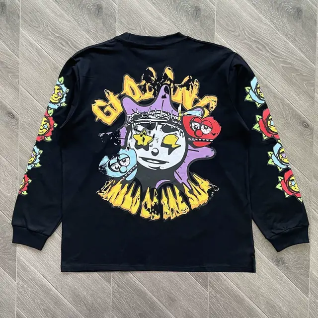 Glo Gang Love Purple Heart Mascot Black Long Sleeve T-Shirt