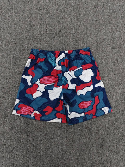 1:1 Top Qualtiy Eric Emanuel Navy Red White Blue Camo Blob EE Logo Mesh Shorts