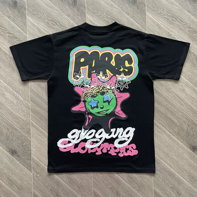 Glo Gang Gloly USA Multi Cartoon Graphic Black T-Shirt