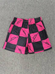 1:1 Top Qualtiy Eric Emanuel Hot Pink Black Checkered EE Logo Mesh Shorts