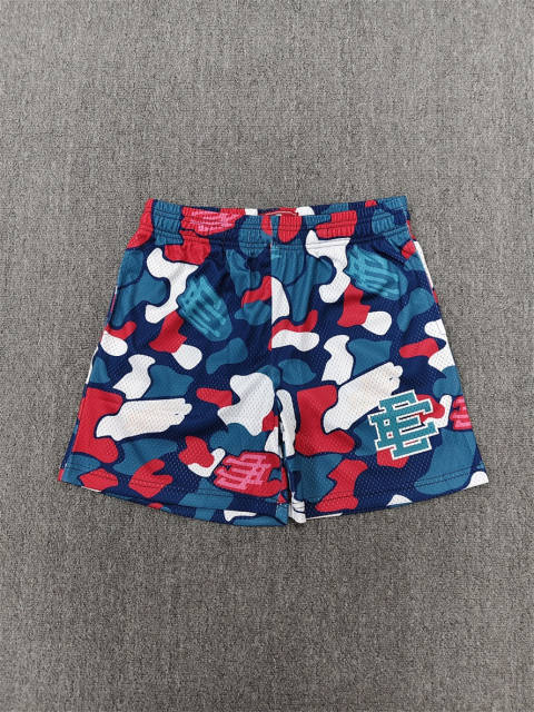 1:1 Top Qualtiy Eric Emanuel Navy Red White Blue Camo Blob EE Logo Mesh Shorts