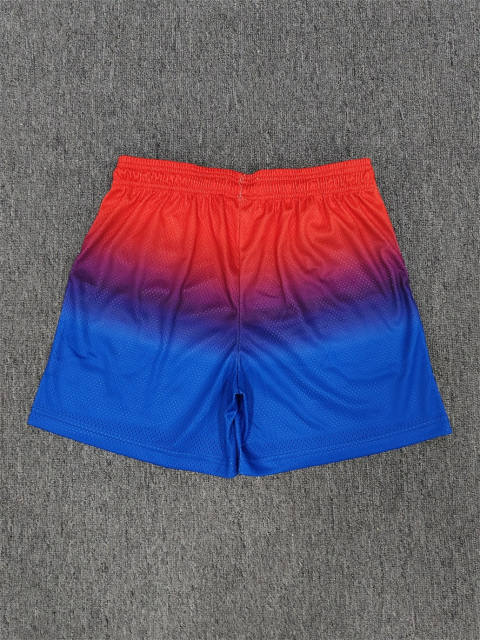 1:1 Top Qualtiy Eric Emanuel Red Blue Gradient Brick Wall Graffiti EE Logo Mesh Shorts