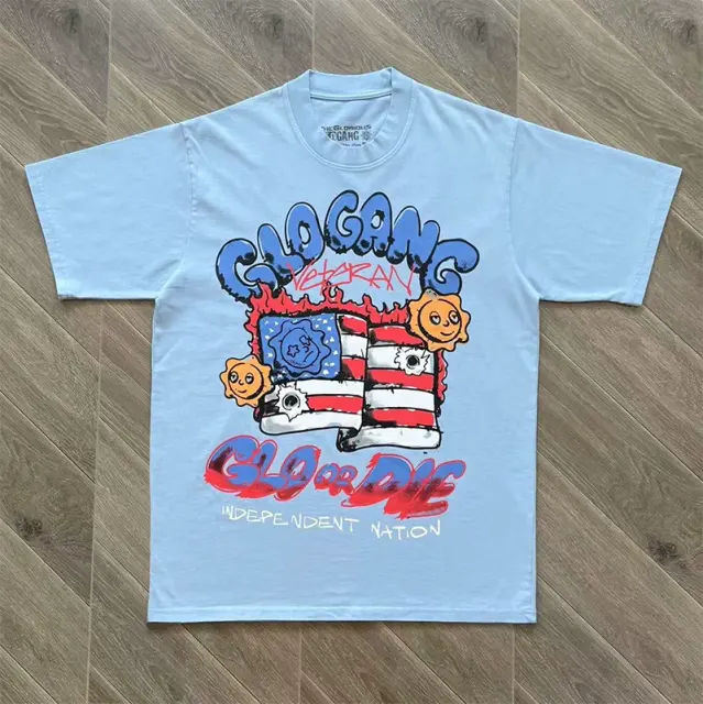 Glo Gang Glo Or Die Flag Sun Mascot Black T-Shirt