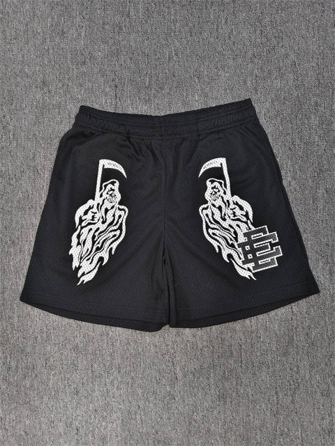 1:1 Top Qualtiy Eric Emanuel Grim Reaper EE Logo Mesh Black Shorts
