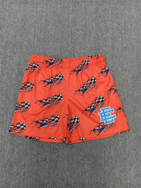 1:1 Top Qualtiy Eric Emanuel Orange Racing Flag EE Logo Mesh Shorts