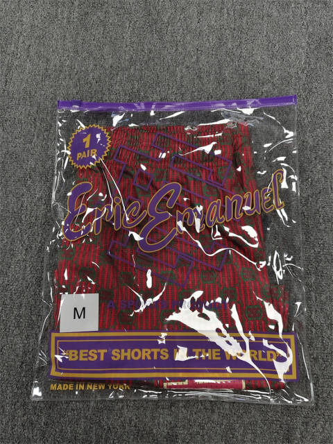 1:1 Top Qualtiy Eric Emanuel Red Green Monogram Allover Print EE Logo Mesh Shorts
