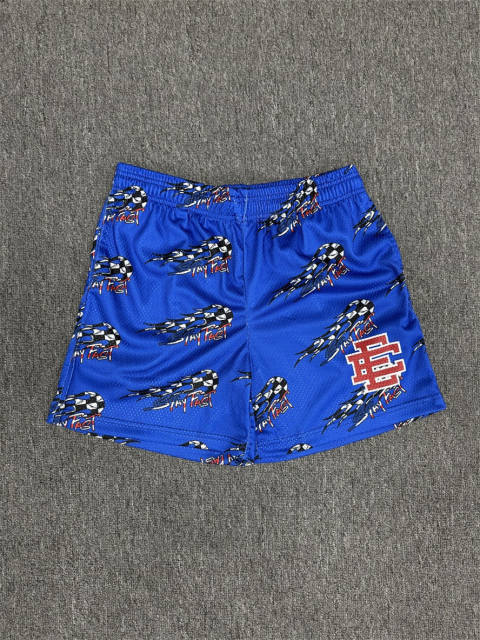 1:1 Top Qualtiy Eric Emanuel Blue Stay Fast Racing Flag EE Logo Mesh Shorts