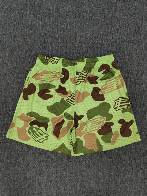 1:1 Top Qualtiy Eric Emanuel Lime Green Camo EE Logo Mesh Shorts