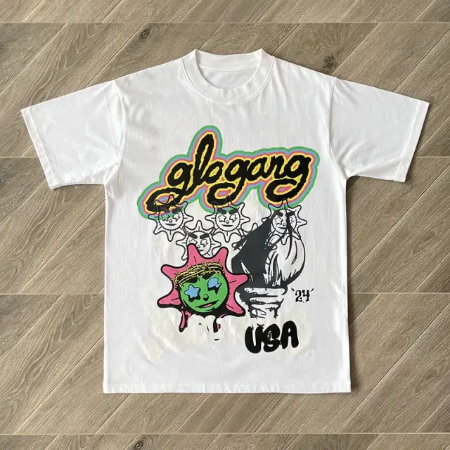 Glo Gang Gloly USA Multi Cartoon Graphic Black T-Shirt