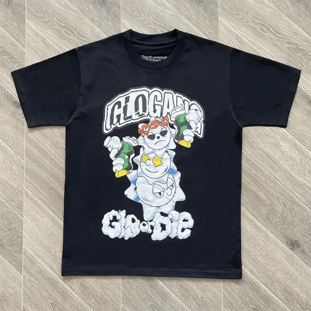 Glo Gang Glo Or Die Snowman Cartoon Graphic Black T-Shirt