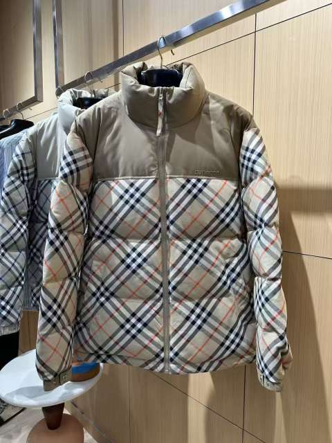 1:1 quality version Plaid Paneled Stand Collar Casual Zip-Up Down Jacket 3 colors 29481423