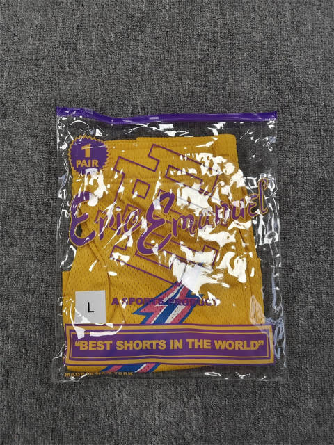 1:1 Top Qualtiy Eric Emanuel Yellow Double Lightning Bolt EE Logo Mesh Shorts