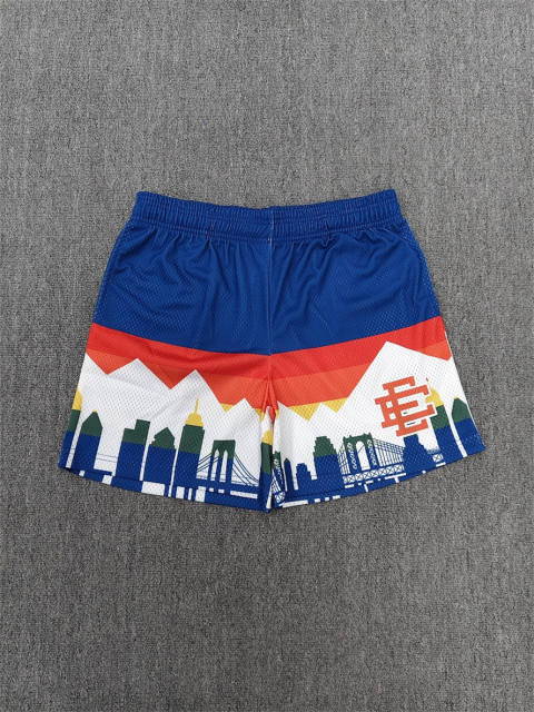 1:1 Top Qualtiy Eric Emanuel White Mountain Skyline Print Mesh Shorts