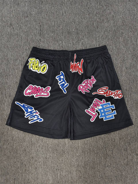 1:1 Top Qualtiy Eric Emanuel Graffiti I Love NY Black Mesh Shorts