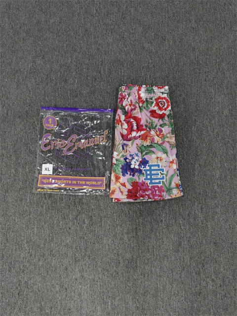 1:1 Top Qualtiy Eric Emanuel Pink Vintage Floral Bouquet EE Logo Mesh Shorts