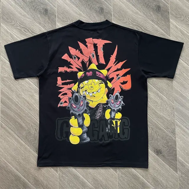 Glo Gang Don't Want War Sun Character Graphic Black T-Shirt