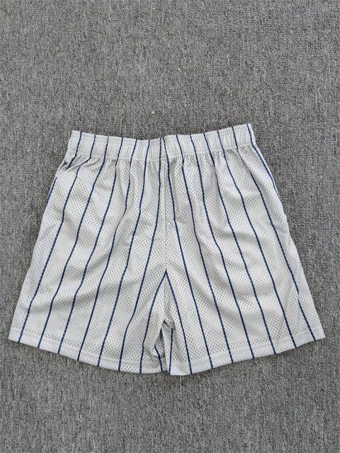 1:1 Top Qualtiy Eric Emanuel White Pinstripe NY EE Logo Mesh Shorts