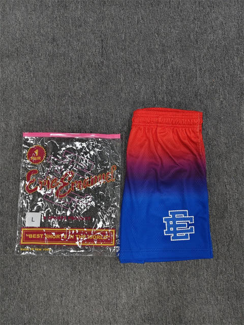 1:1 Top Qualtiy Eric Emanuel Red Blue Gradient Brick Wall Graffiti EE Logo Mesh Shorts