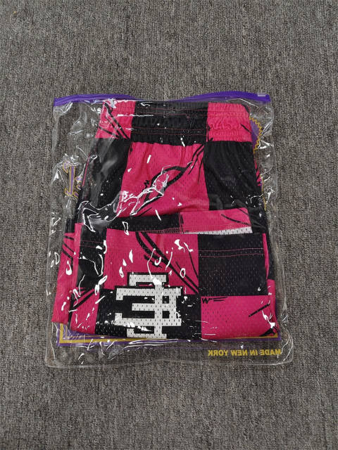 1:1 Top Qualtiy Eric Emanuel Hot Pink Black Checkered EE Logo Mesh Shorts