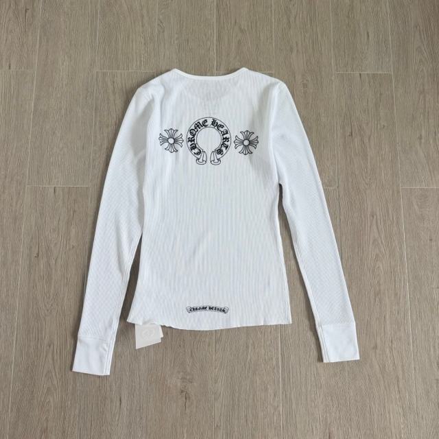 1:1 quality version Horseshoe‑Ring Cross‑Flower‑Slogan‑Prin Waffle Knit Long Sleeve Tee for girls 2 colors 29426217