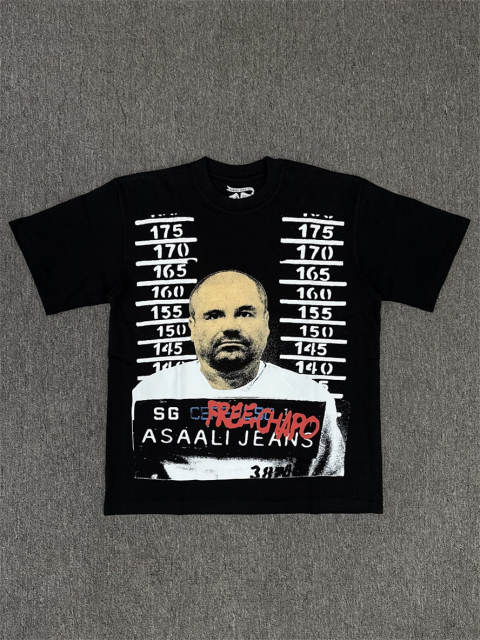 High Quality ASAALI Black Free Chapo Mugshot Asaali Jeans Graphic T-Shirt