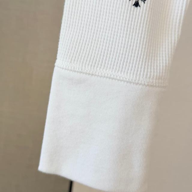 1:1 quality version Horseshoe‑Ring Cross‑Flower‑Slogan‑Prin Waffle Knit Long Sleeve Tee for girls 2 colors 29426217
