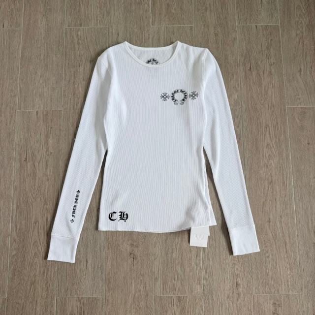 1:1 quality version Horseshoe‑Ring Cross‑Flower‑Slogan‑Prin Waffle Knit Long Sleeve Tee for girls 2 colors 29426217