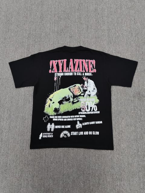 High Quality ASAALI Black Blue Portrait Graphic T-Shirt
