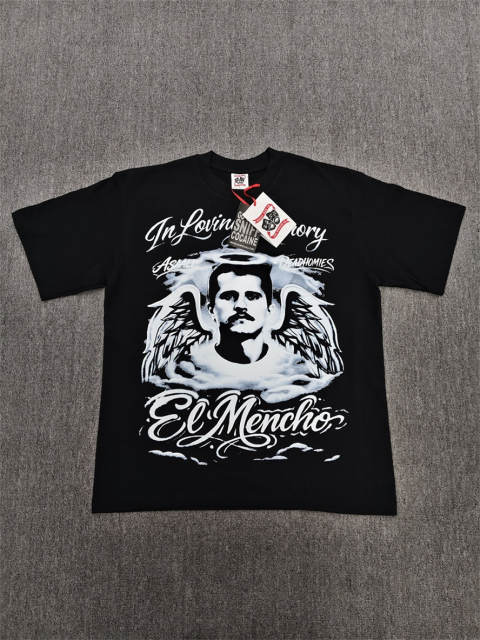 High Quality ASAALI Black El Mencho Angel Wings Memorial Asaali Graphic T-Shirt