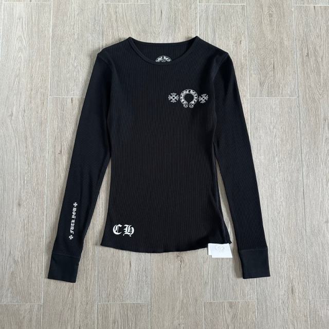 1:1 quality version Horseshoe‑Ring Cross‑Flower‑Slogan‑Prin Waffle Knit Long Sleeve Tee for girls 2 colors 29426217