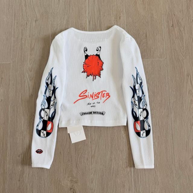 1:1 quality version Matty Boy Collab Sinister Flame Graffiti Print Waffle Knit Cropped Long Sleeve Tee for girls 29426221