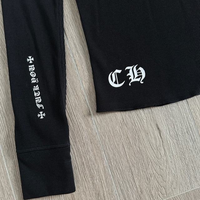 1:1 quality version Horseshoe‑Ring Cross‑Flower‑Slogan‑Prin Waffle Knit Long Sleeve Tee for girls 2 colors 29426217