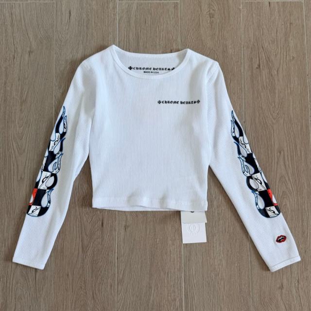 1:1 quality version Matty Boy Collab Sinister Flame Graffiti Print Waffle Knit Cropped Long Sleeve Tee for girls 29426221