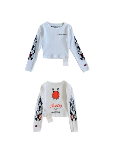 1:1 quality version Matty Boy Collab Sinister Flame Graffiti Print Waffle Knit Cropped Long Sleeve Tee for girls 29426221
