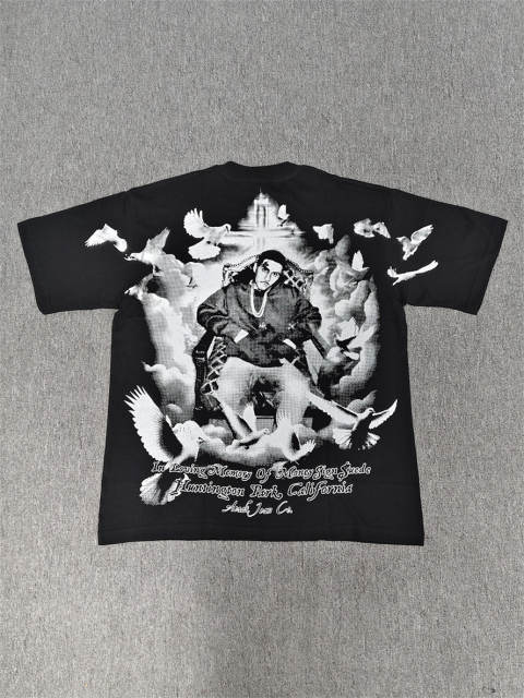 High Quality ASAALI Black MoneySign Suede Portrait Dove Asaali Graphic T-Shirt