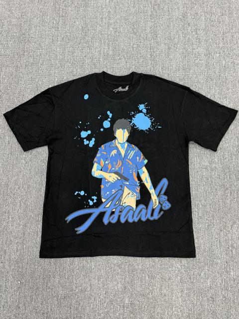 High Quality ASAALI Black Blue Graffiti Graphic T-Shirt
