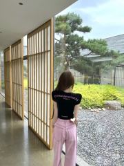 1:1 quality version Chest Scroll Arc Pink Gothic Letter Print Waffle Knit Cropped Tee for girls 29426256