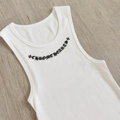 1:1 quality version Heart Vine Pattern White Limited Edition Print Vest Classic Vintage Sleeveless Top For Girls 29380178