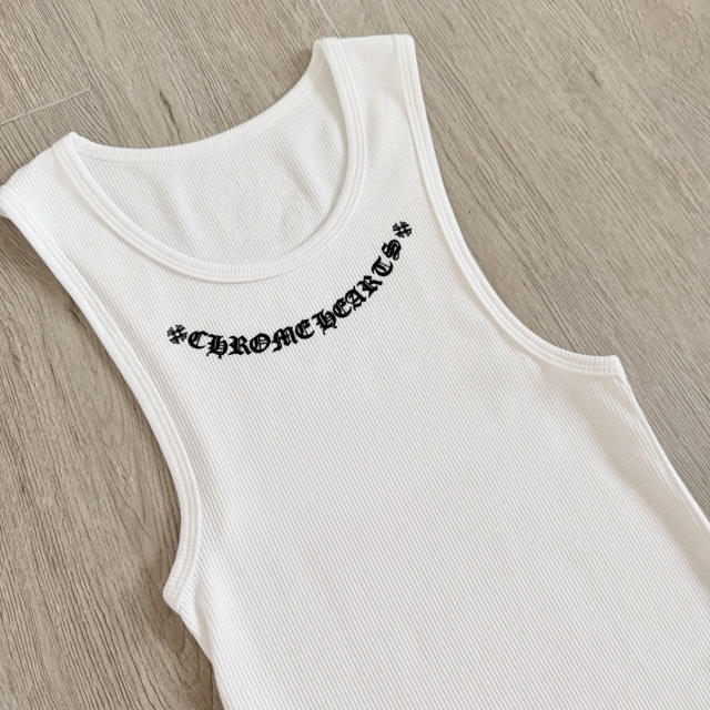 1:1 quality version Heart Vine Pattern White Limited Edition Print Vest Classic Vintage Sleeveless Top For Girls 29380178