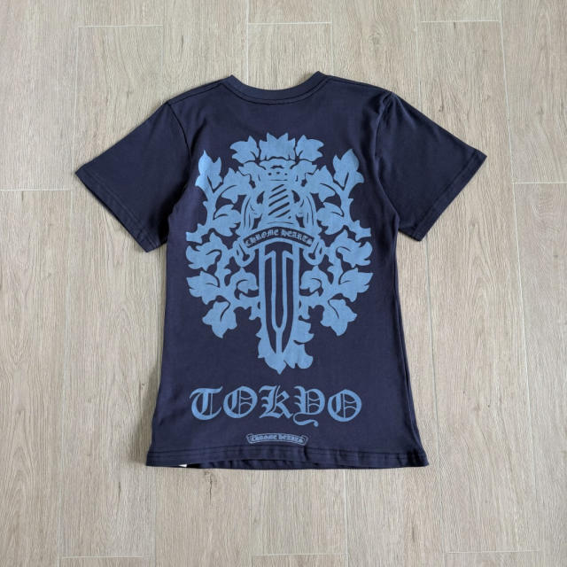 1:1 quality version Vintage Navy Blue Tokyo Vine Dagger Print Crew Neck Slim tee for girls 29392329