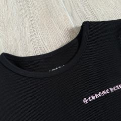 1:1 quality version Chest Scroll Arc Pink Gothic Letter Print Waffle Knit Cropped Tee for girls 29426256