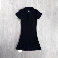 1:1 quality version Y2K Street Cross Gothic Letter Embroidery Ribbed Slim Fit Polo Dress 2 colors 29380249