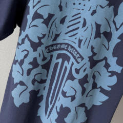 1:1 quality version Vintage Navy Blue Tokyo Vine Dagger Print Crew Neck Slim tee for girls 29392329